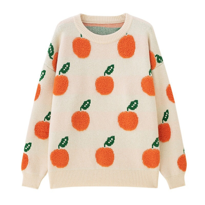 Damen Strickpullover mit verspieltem Obstdesign WW
