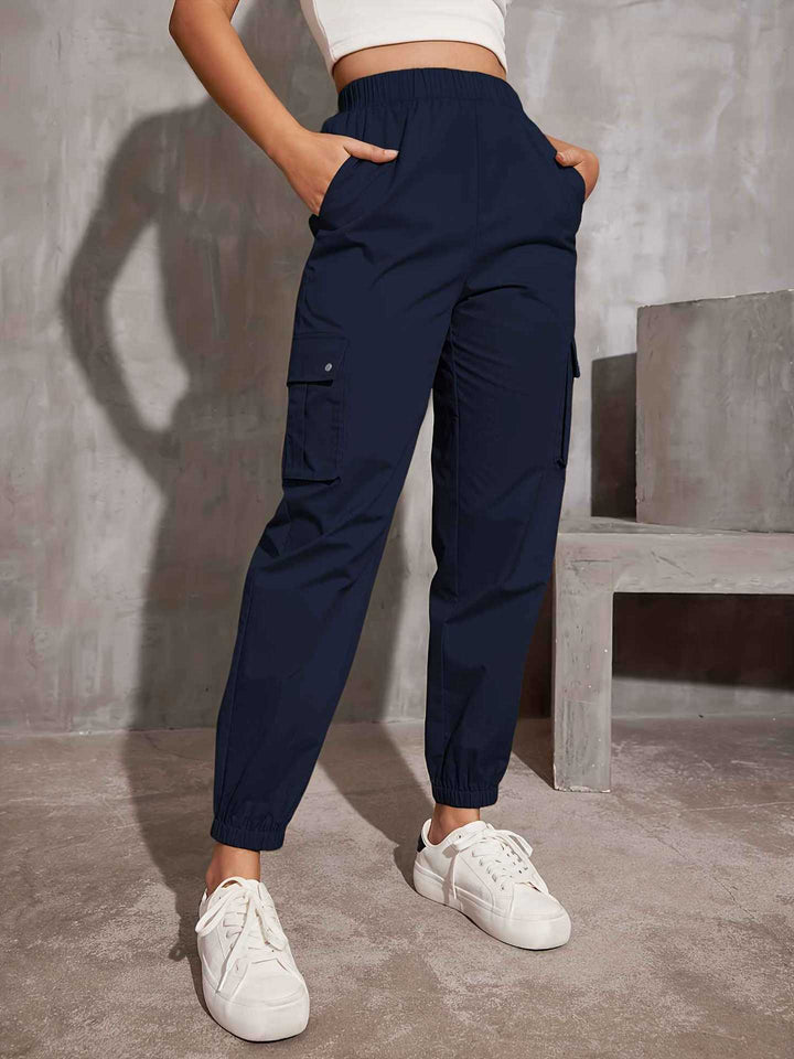 Damen Cargo-Hose mit elastischem Bund und praktischen Seitentaschen W&W Mode