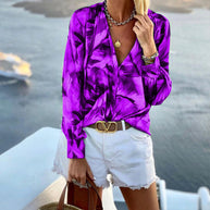 Damen Bluse mit floralem Muster und tiefem V-Ausschnitt WW