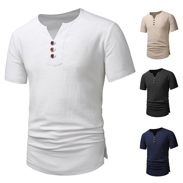 Herren Klassisches Lässiges Henley T-Shirt WW