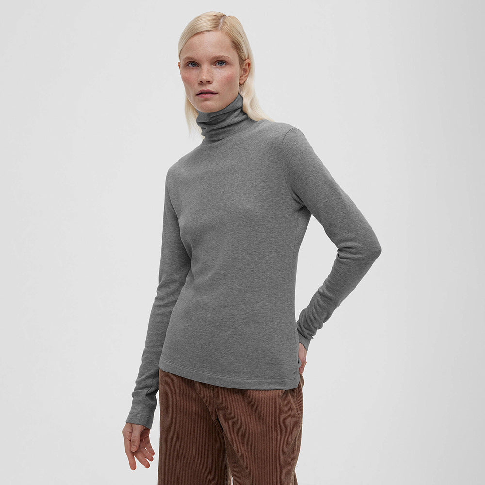 Damen Hochwertiger Rollkragenpullover aus weiterer Baumwolle mit langem Arm WW