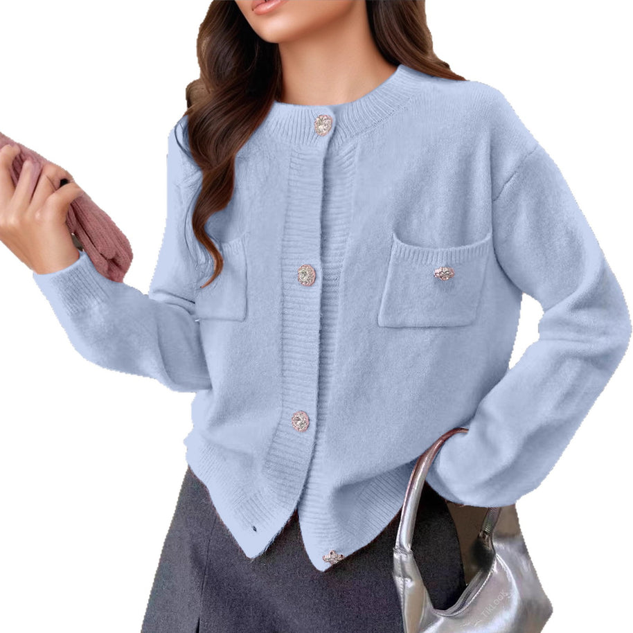 Damen Strickjacke mit eleganten Knopfdetails und praktischen Taschen WW