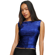 Damen figurbetontes Glitzer-Top mit asymmetrischem Schnitt und elegantem Tragekomfort WW