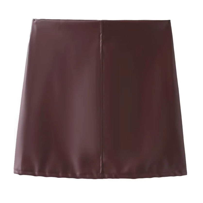Damen Kunstleder Hemdbluse W&W