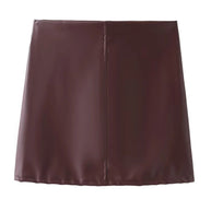 Damen Kunstleder Hemdbluse W&W