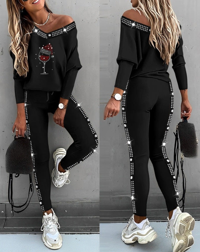 Damen Sportliches Set mit Glitzerakzenten WW