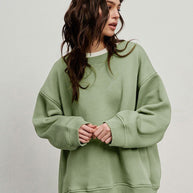 Damen Oversized Sweatshirt mit dropped Shoulder und weichem Fleece-Waren WW