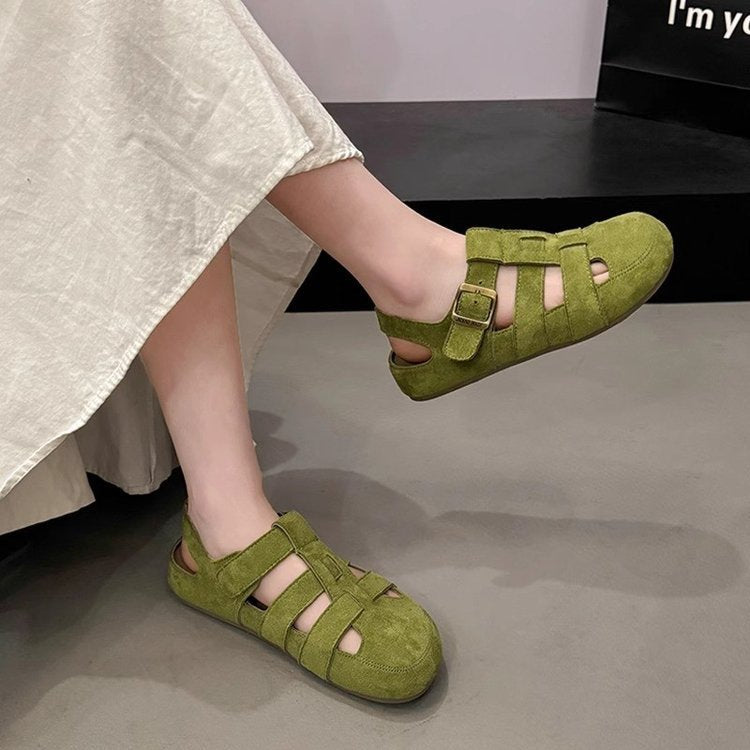 Damen Riemensandalen aus weichem Wildleder mit verstellbarem Riemendesign und rutschfester Sohle WW