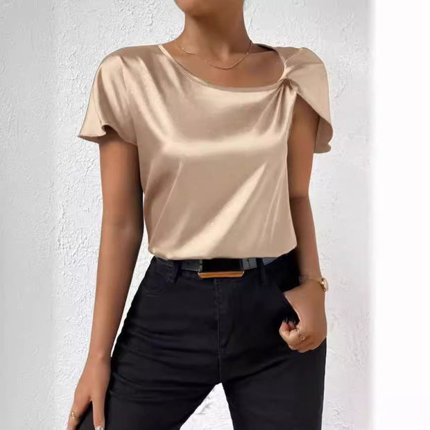 WW | Satin Twist einfarbiger lockerer vielseitiger Top