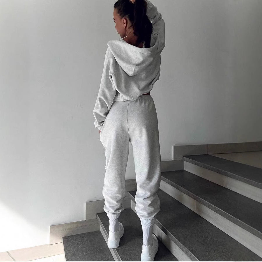 Damen Sportliches Freizeit-Loungewear-Set mit Kapuze WW