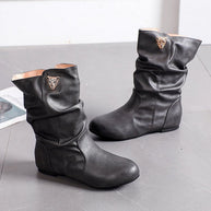Damen modische Stiefel mit lässigem Falten-Design und elegantem Absatz W&W