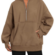 Damen Sportlicher Hoodie mit hohem Kragen und Reißverschluss WW