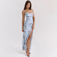 Damen Maxikleid mit floralem Musterdruck und seitlichem Schlitz W&W