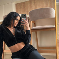 Damen sportliches Fleeceset mit hoher Taille WW