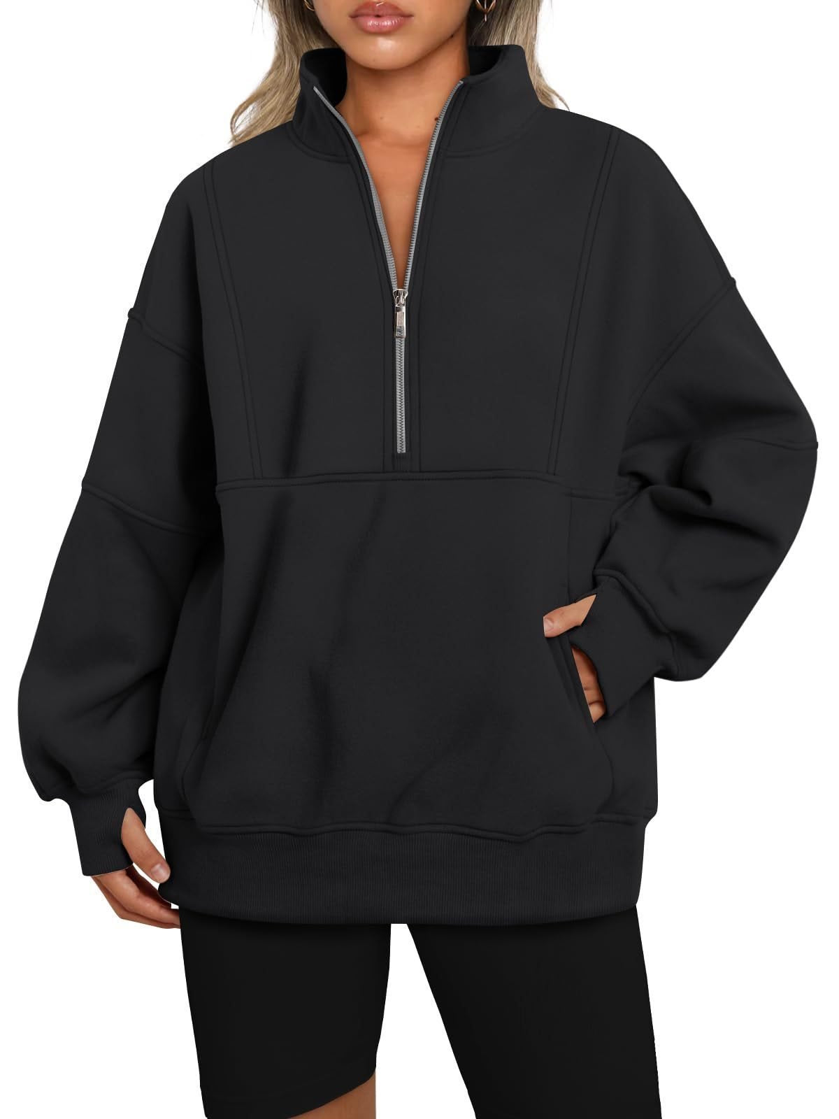 Damen Sportlicher Hoodie mit hohem Kragen und Reißverschluss WW