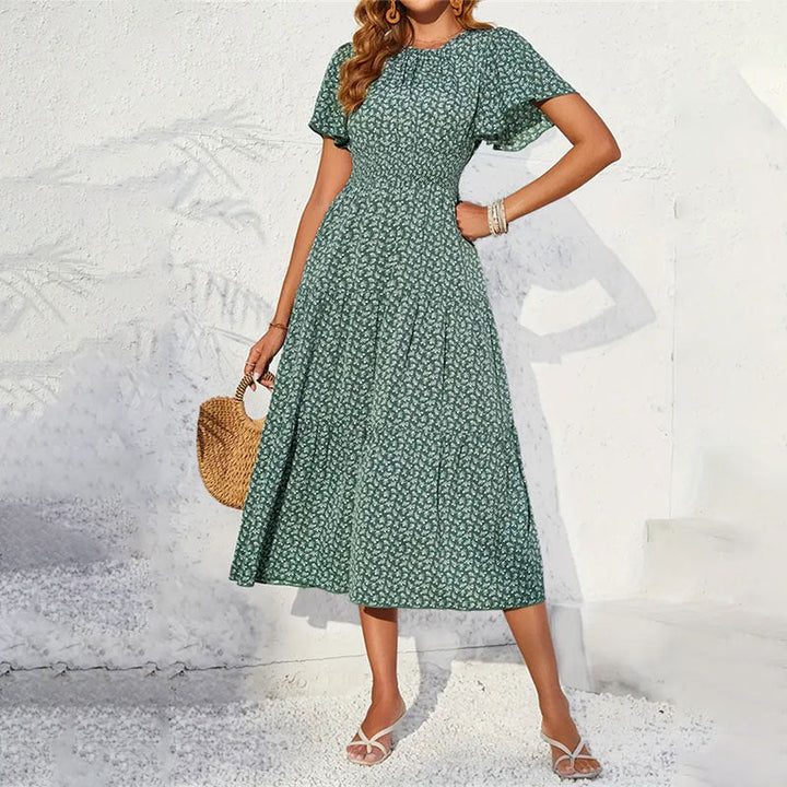 Damen Midikleid mit voluminösen Ärmeln und fließendem Rock W&W Mode