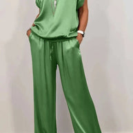 Damen elegantes Lounge-Set mit fließendem Schnitt und elastischem Bund WW