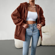 Damen Fleecejacke mit praktischen Taschen und verstellbarem Kapuzenzug WW