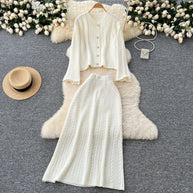 Damen Strickensemble mit Zopfstruktur WW