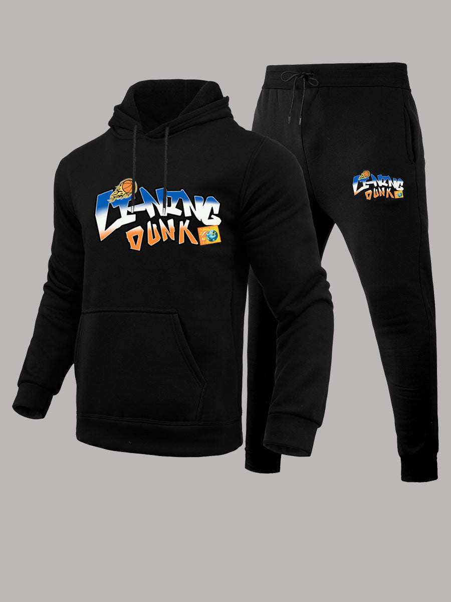 Damen Sportliches Hoodie- und Jogginghose-Set mit kreativem Basketball-Design WW