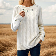 Damen Strickpullover mit lässigem Schnitt und exquisite Details WW