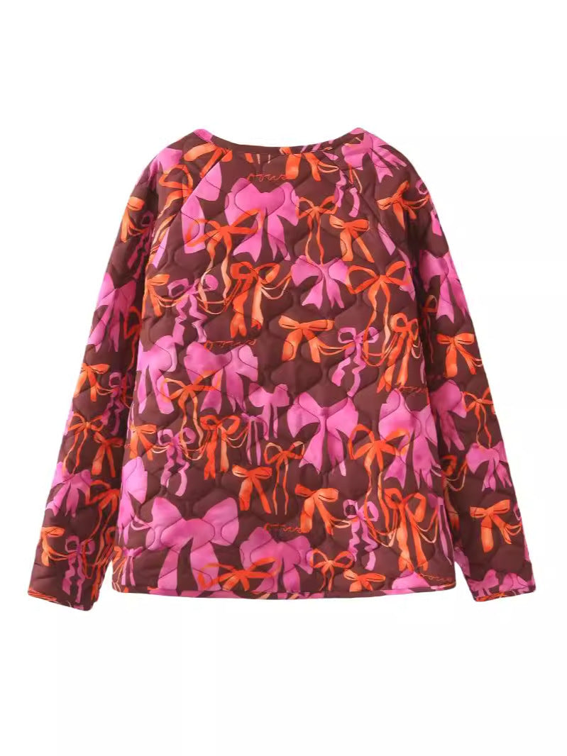 Damen Steppjacke mit verspieltem Schleifenmuster WW