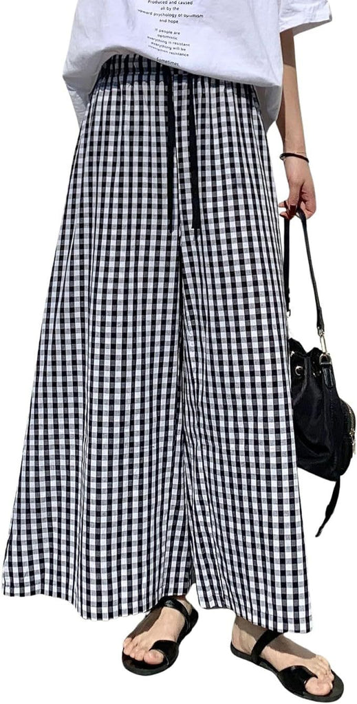 Damen Weite Karottenhose mit elastischem Bund und Bindegürtel WW