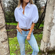 Damen Bluse mit Puffärmeln und klassischem Kragen WW