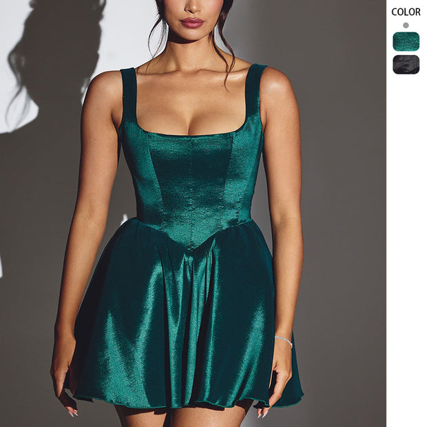 Damen Minikleid mit elegantem Bustier und schwingendem Rock WW