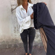 Damen lässige Hemdbluse mit Volantärmeln WW