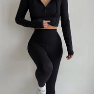 Damen sportlicher Langarm-Body mit Reißverschluss WW