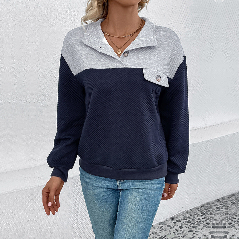 Damen lässiger Sweatpullover mit strukturiertem Design und Knopfdetails WW