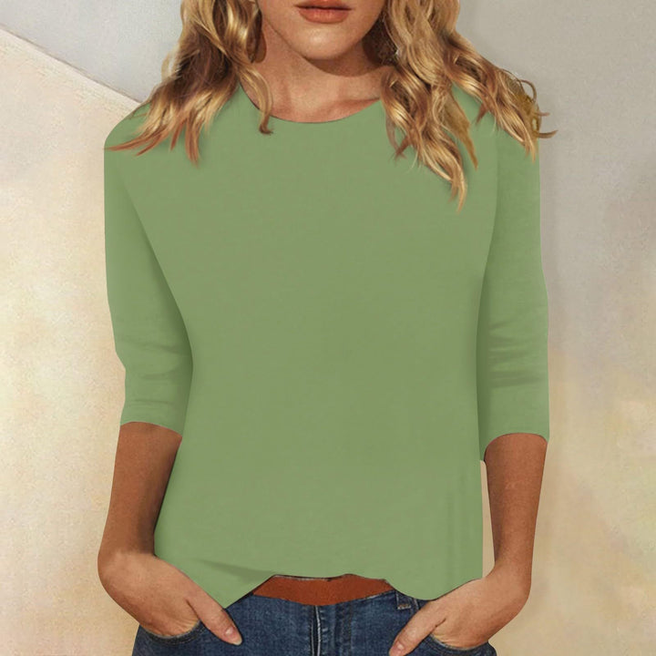 Damen lässiges Oberteil mit eleganten 3/4-Ärmeln und geschwungenem Saum W&W Mode