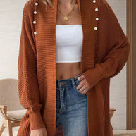 Damen Strickjacke mit dekorativen Knopfdetails und offenem Schnitt WW