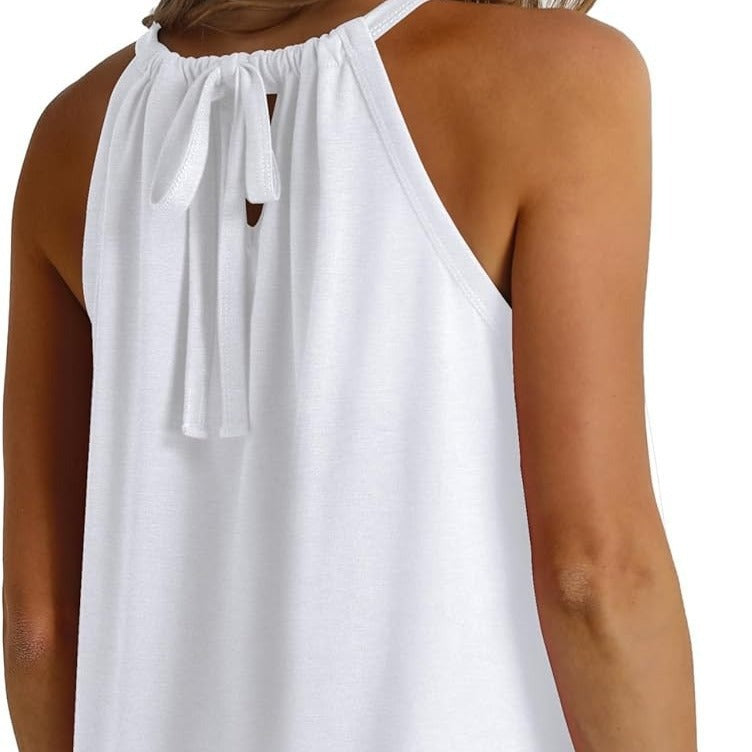Damen ärmelloses Blusenshirt mit schickem Hochkragen und lockerer Passform W&W Mode
