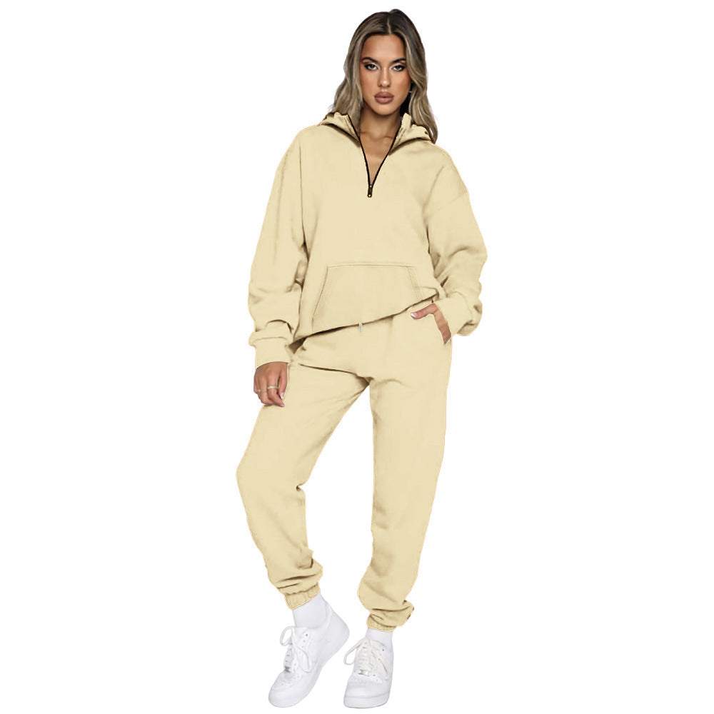 Damen bequemer Sweatanzug mit modernem Reißverschluss und praktischen Taschen WW