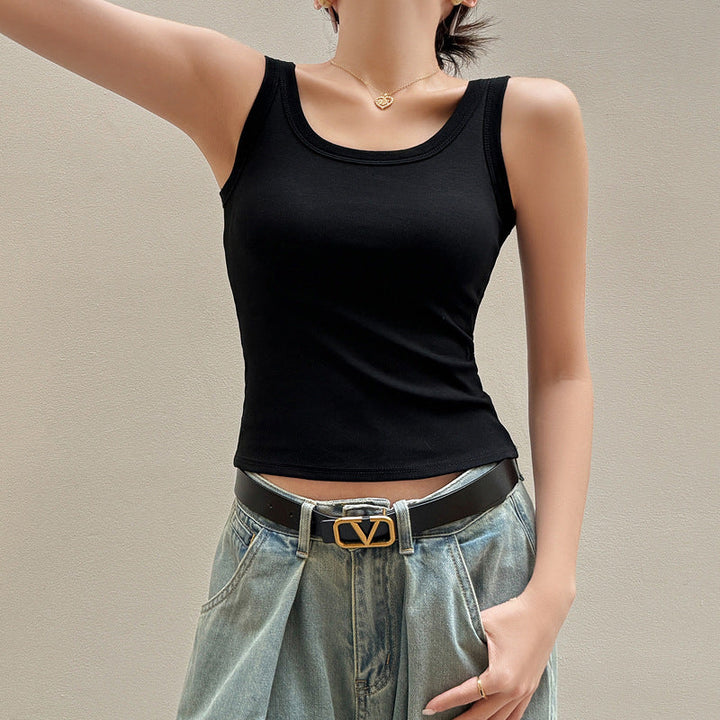 Damen ärmelloses Top mit figurschmeichelndem Schnitt und hochwertiger Textur W&W Mode