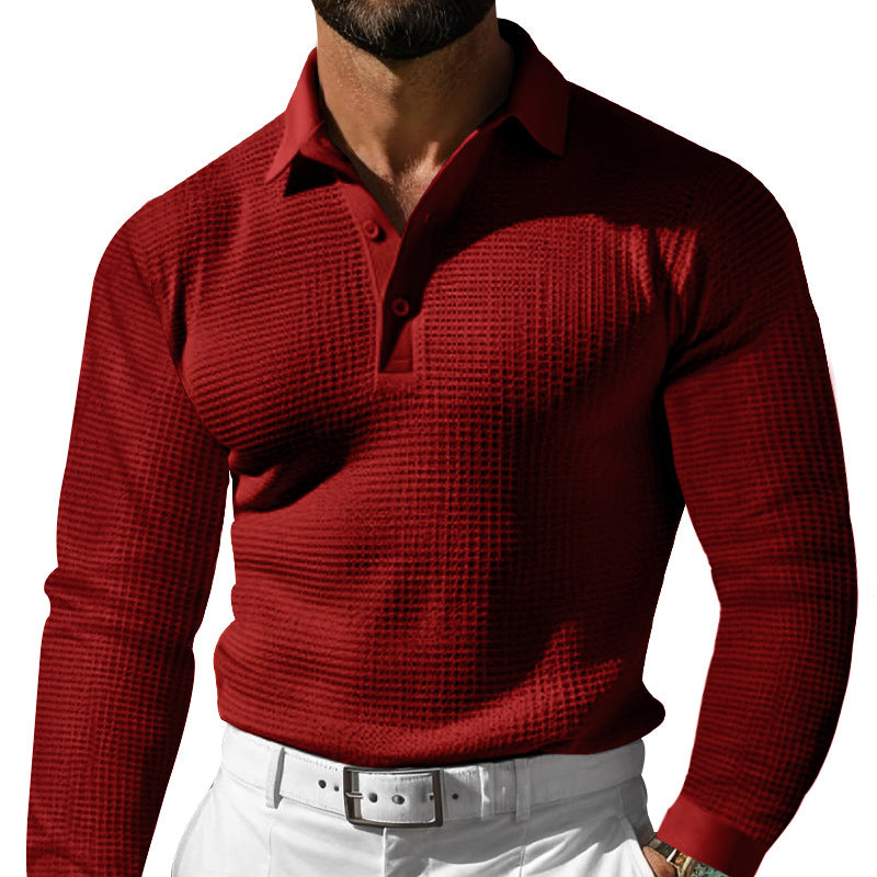 Herren Langarm Poloshirt mit strukturiertem Gewebe WW