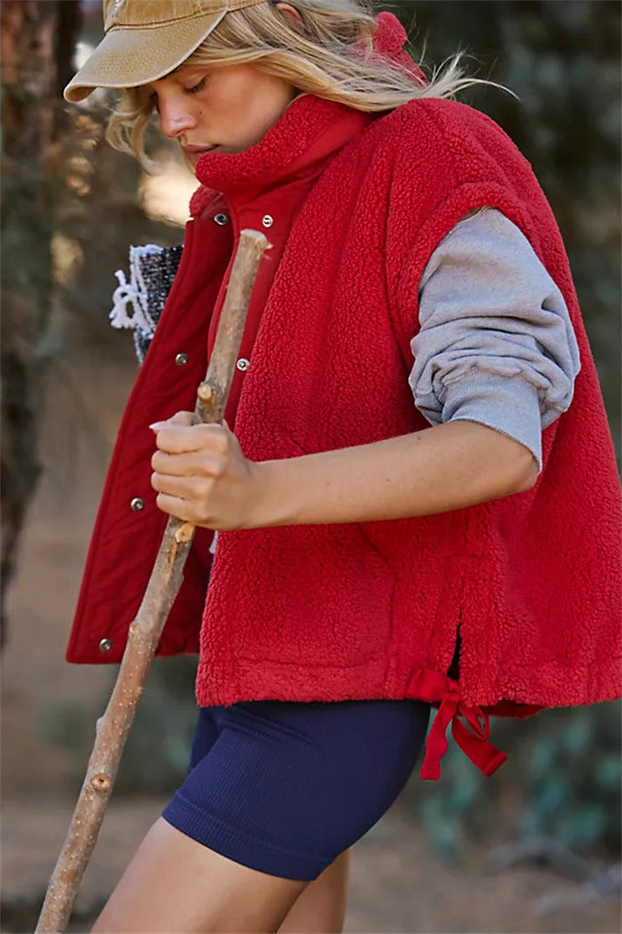 Damen Sportliche Fleece-Jacke mit hohem Kragen und Weitenregulierung WW