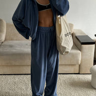 Damen Sportliche Fleece Loungewear-Anzug WW