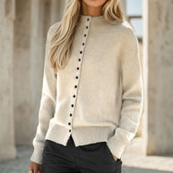 Damen Strickjacke mit dekorativen Knöpfen und hochgeschlossenem Kragen WW