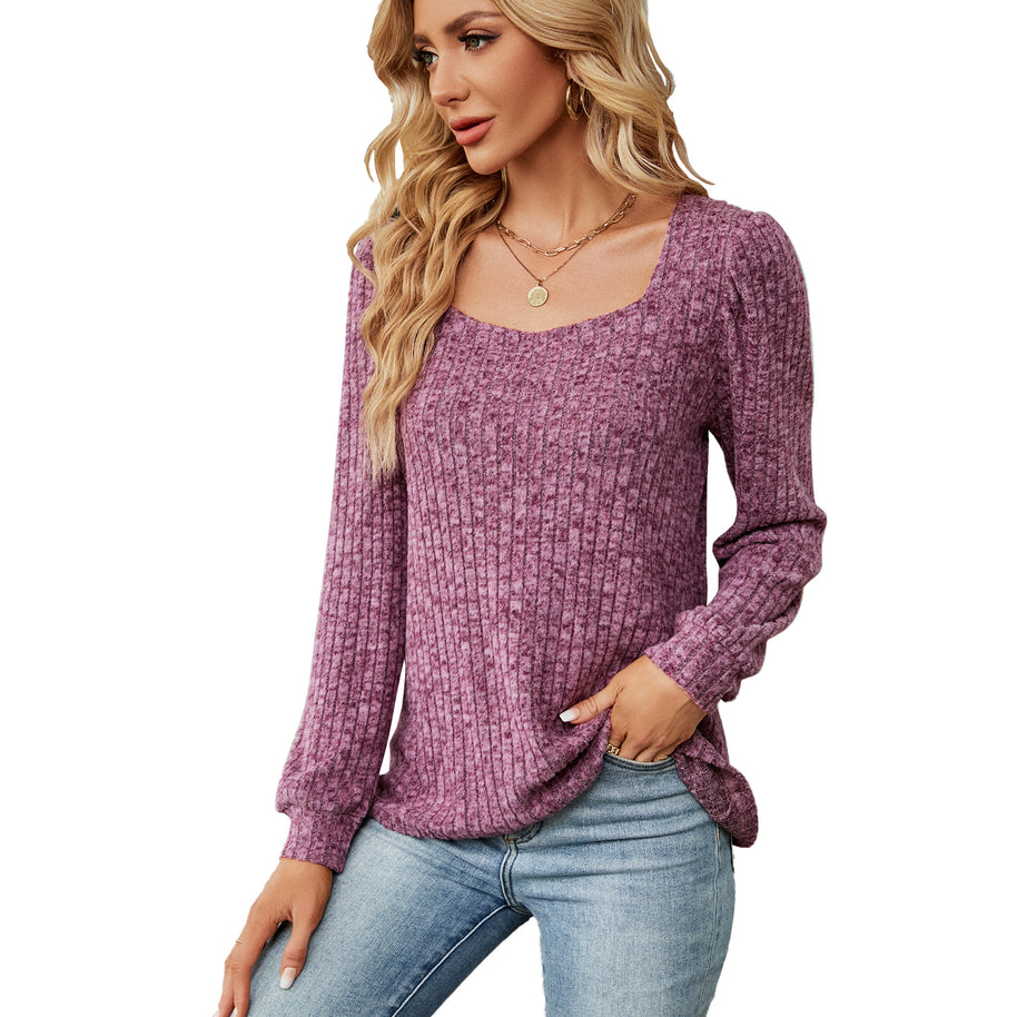 Damen bequemer Pullover mit strukturiertem Feinstrick und weitem Ausschnitt WW