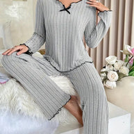 Damen Schlafanzug im eleganten Rippdesign WW