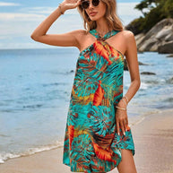 WW | Print Halter Strand Urlaub Fließendes Kleid