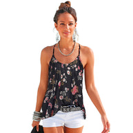 Damen luftiges Spaghetti-Top mit floralem Muster und asymmetrischem Saum WW