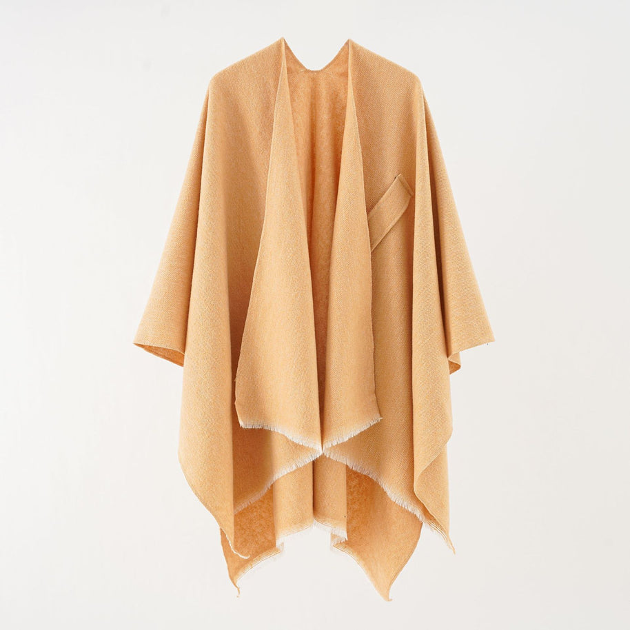 Damen Luxuriöser Oversize Poncho aus hochwertigem Mischgewebe WW