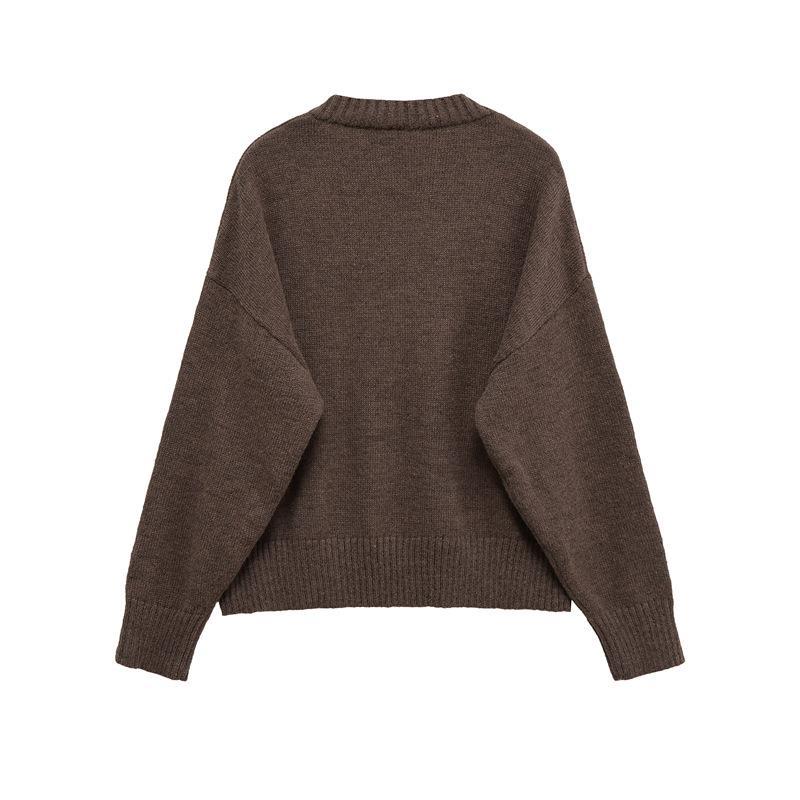 Damen bequemer V-Ausschnitt Pullover aus hochwertiger Wolle WW