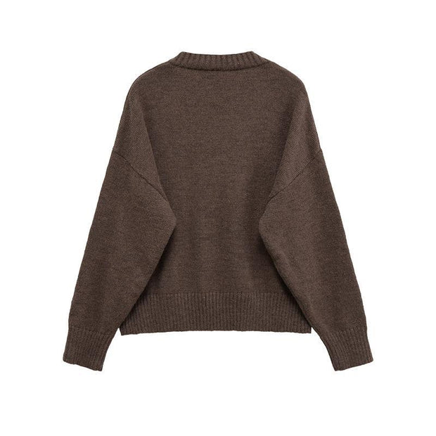 Damen bequemer V-Ausschnitt Pullover aus hochwertiger Wolle WW