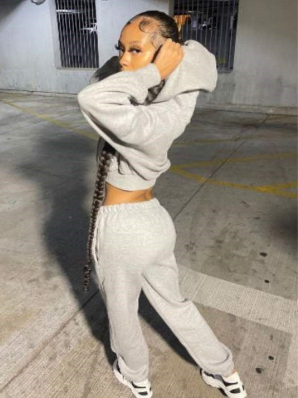 Damen Sportliches Freizeit-Sweatshirt und Jogginghose Set mit praktischem Kängurutaschen-Design WW
