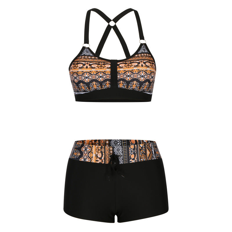 W&W Mode | Bikini mit geometrischem Druck für Frauen | Schwarz